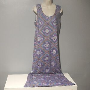 Espresso Geometric Patterned Sleeveless Maxi Dress